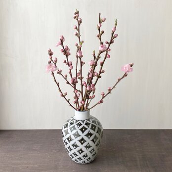 pattern vase　灰緑七宝の画像