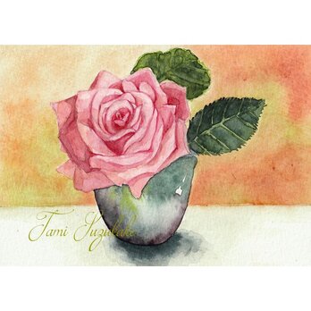 水彩画・原画「薔薇の花一輪」の画像
