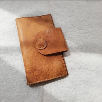 simple wallet 通帳サイズ　ブラウン　オイルシュリンクレザーの画像
