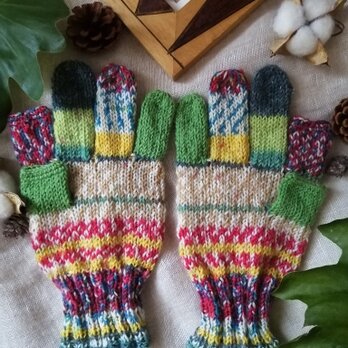 【再々々版】春色手袋〜オパール毛糸のスマホ対応5本指手袋の画像