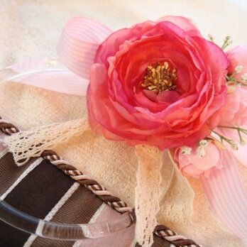 お花とリボンのタオルハンガー＊ピンクの画像