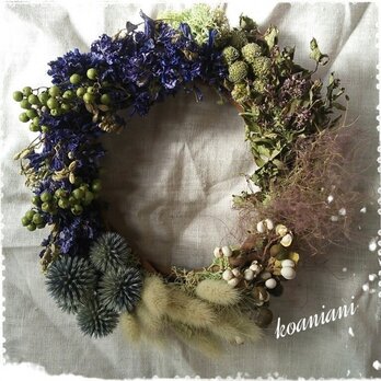 green　&　blue　wreathの画像