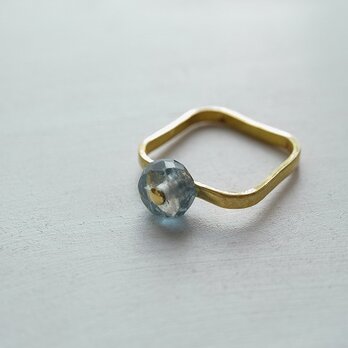 3月誕生石＊スクエアリング＊アクアマリン＊Brass Point Ring＊no.583の画像