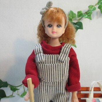 C　人形付　ヒッコリーオーバーオールの魔女人形さん　大人も楽しい着せ替え人形　29cm　小物付の画像
