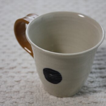 呉須バンドに線刻と二色グリップのコーヒーカップの画像