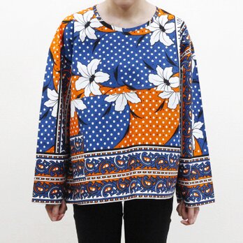 カンガのブラウス 長袖｜アフリカ布 服 / カンガ服