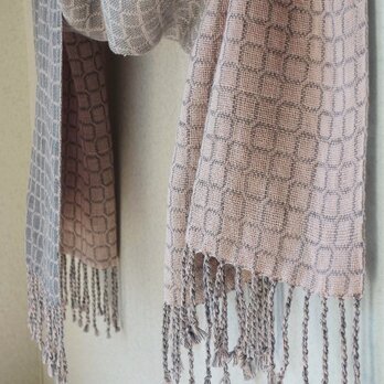 手織りコットンストール・・花曇り