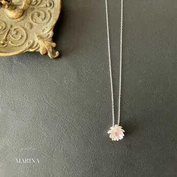 Lotus 蓮の花のネックレス silver {ジルコニア}の画像