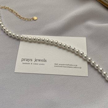 長さ38.5～45cm Pearls Necklaces 6ｍｍシルキーパールオリジナルアジャスターネックレスの画像
