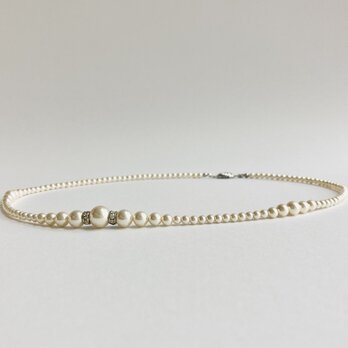 貝パールデザインネックレス/ロンデル入/3x8mm約43cm/ホワイトベージュ/R/made in japan