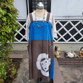 着物リメイク　手作り　紋の　ふろしき　ジャンパースカートの画像