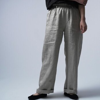 【プレミアム】 ゆったりしすぎない Linen pants リネン100% バギーパンツ / フラックス b011f-flx1の画像