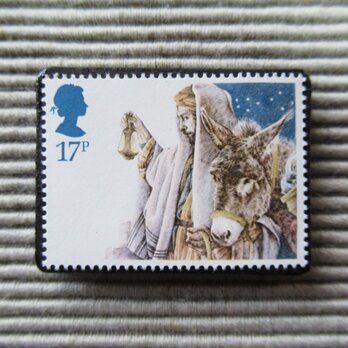 イギリス　クリスマス切手ブローチ 7901