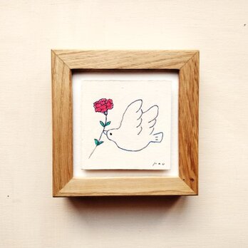小さな原画「春を運ぶ」　※木製ミニ額縁入り　の画像
