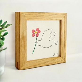 受注制作|原画「春を運ぶ」 ※木製額縁入り（10×10㎝フレーム）の画像