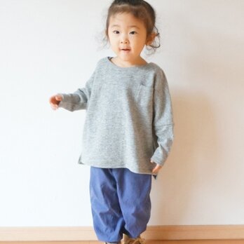ウールリネンニット ゆったりプルオーバー kid's GRAY