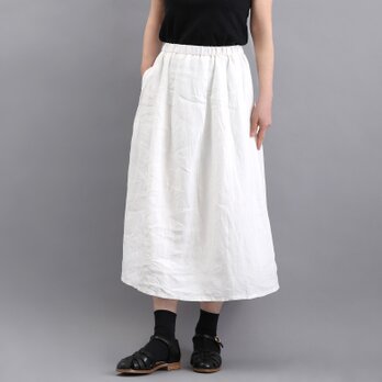 #395タックギャザースカート(白)の画像