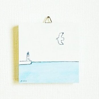 ミニアートパネル「カモメと海」※水彩イラスト　原画の画像