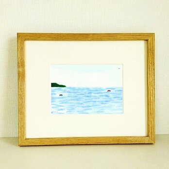 原画「おだやかな海」※木製額縁入り（インチサイズ）の画像