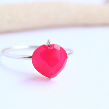 ぷちっと♡シンプル　フューシャピンクカルセドニー　Ring　14KGF or Silver　の画像