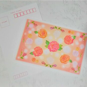 バラの花 絵葉書　春のポストカード2枚セット　パステルアートの画像