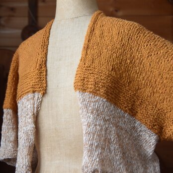 手紡ぎコットンで編んだ春夏カーディガンの画像