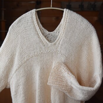 手紡ぎコットンで編んだサマーセーターの画像