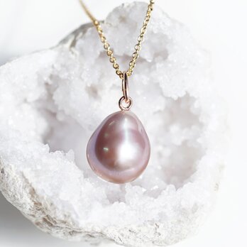 大粒天然色★ラベンダー真珠の一粒ネックレス　～Rosemondeの画像