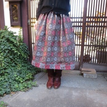 値引きしました☆着物スカート☆シック可愛いウールで72cm丈の画像