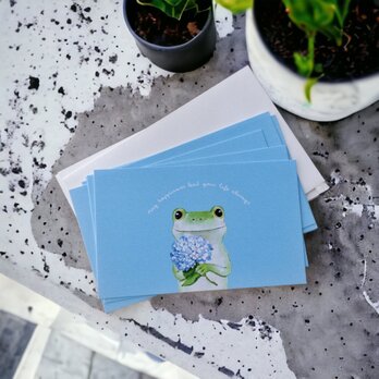 メッセージカードセット（紫陽花とカエル）の画像
