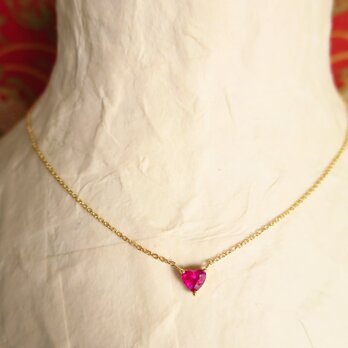 Ｋ18 Heart shaped　Ruby  Necklaceの画像