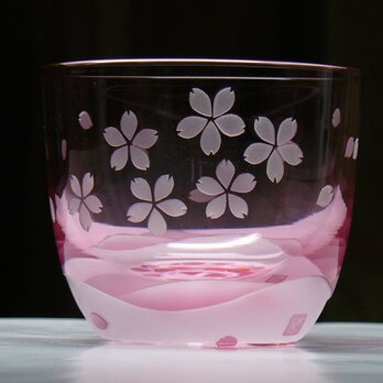 ❀ 桜の冷茶・冷酒グラス　～花いかだ B　ピンク（1個）の画像