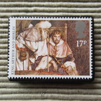 イギリス1985年　童話アーサー王物語切手ブローチ7948の画像