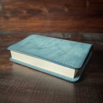 《文庫本サイズ》レザーブックカバー（ターコイズ）