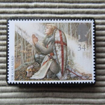 イギリス1985年　童話アーサー王物語切手ブローチ7951の画像
