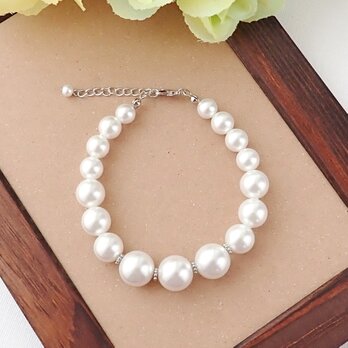 グラデーションパールブレスレット【ホワイト・ナチュラル】
