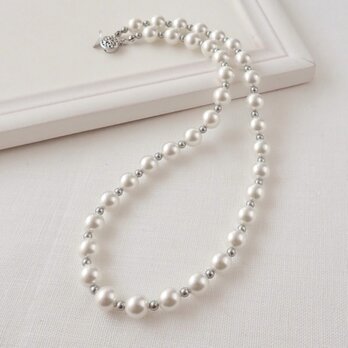 パールネックレス③【ホワイト＆ライトグレー・ナチュラル＆ベージュ】