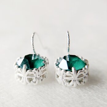 SV925 Bright Green SWAROVSKI * Emerald * エメラルドピアス *5月誕生石*の画像