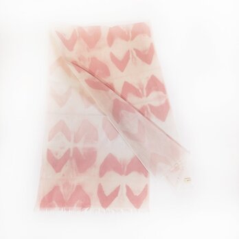 ピンクの花びらのようなリメイク えりまき～ショートサイズの綿手ぬぐい素材の画像