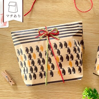コウテイペンギンのギフトバッグ〈5枚入〉マチあり紙袋 ペーパーバッグ ラッピング袋 クリスマスギフト 可愛い おしゃれの画像