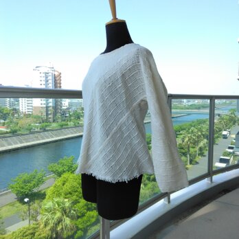 手織りの長袖セーター（コットン）の画像