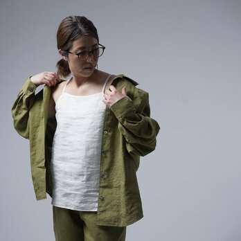 【wafu/Mサイズ】雅亜麻 Linen camisole キャミソール / 白色 p004k-wht1-Mの画像