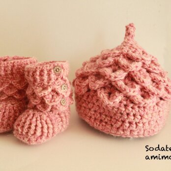 【受注製作】森のきいちご帽子とブーティのギフトセット