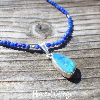 *sv925*Ｇrand Blue Australian Ocean Opal Necklace ラピスラズリの画像