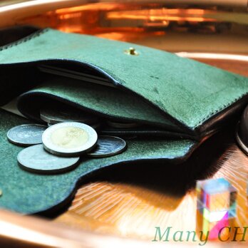 イタリアンバケッタレザー・アラスカ・ミニマム財布（グリーン）の画像