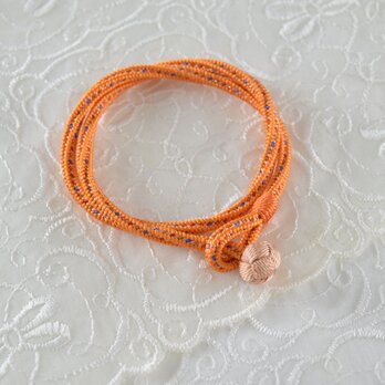 オレンジ色　正絹　組紐　くみひも　小田巻　ブレスレット　腕輪 　京都の画像