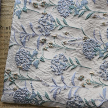 ブルータンポポの花柄 ジャカード織りの生地 [2739]の画像