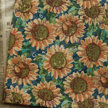 ひまわり花柄 クラシカル風なジャカード織りの生地 [2719]の画像