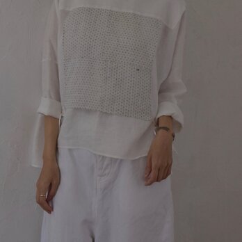 古布　Cloth shirts #white blue