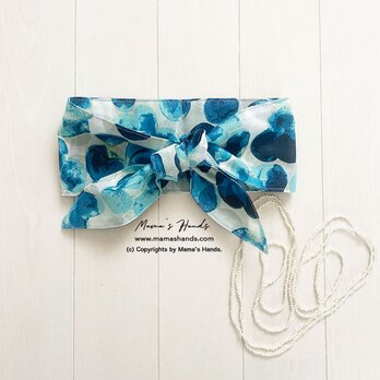 おしゃれな 自然 ブルー 綿100%  夏 保冷剤 冬 カイロ ネッククーラー スカーフの画像